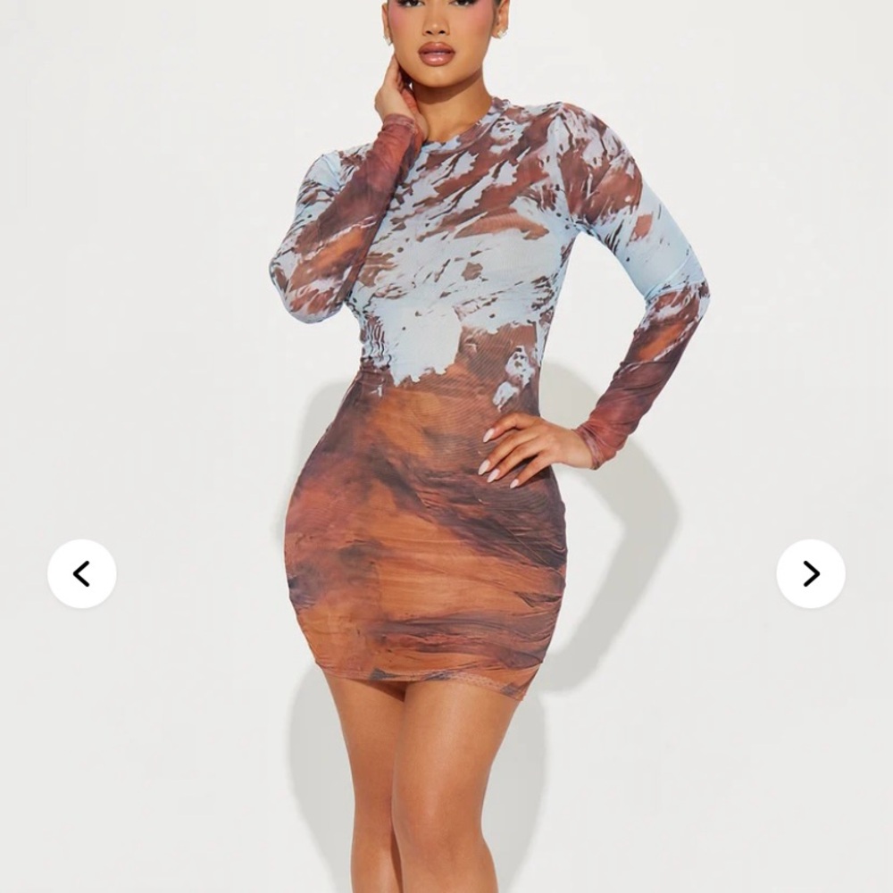 Balmain inspired Mesh double lined Long Sleeve Dress size M